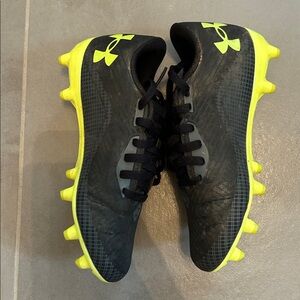 Under Armour Kids Black and Neon Green cleats